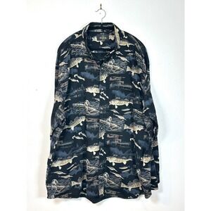 RedHead fish button down mens XXL 2XL‎ cotton lake bass long sleeve dark bold